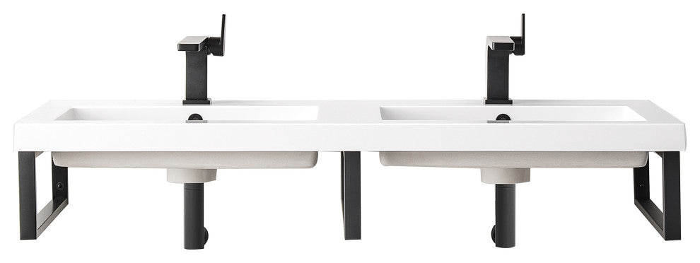 Three Boston 18" Wall Brackets, Matte Black, 47" White Glossy Composite Top