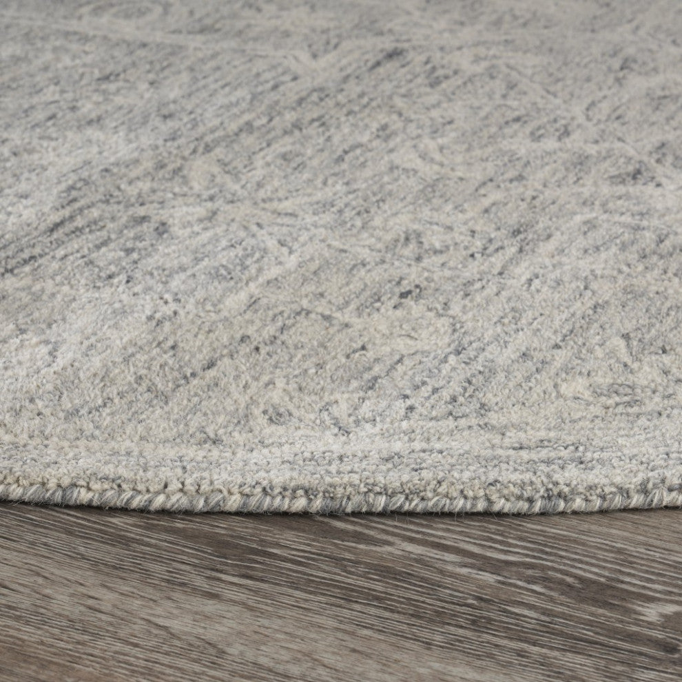 8' Round Gray Floral Finesse Area Rug