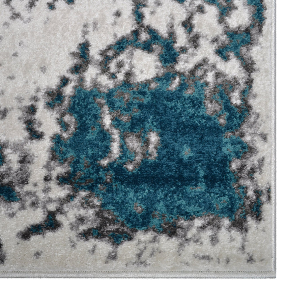 MACHINE MADE HEATSET POLYPROPYLENE AREA RUGS -Ivory Blue Color,Abstract Design