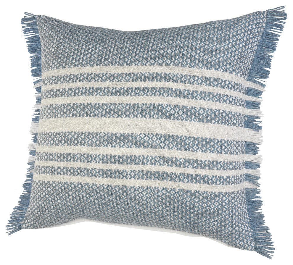 Centered Stripes Woven Throw Pillow with Fringe