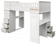 Benzara BM266513 Twin Loft bed With 8 Drawers and 1 Desk, White