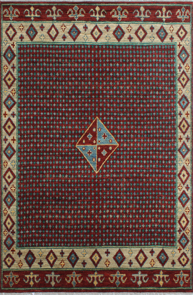 Balochi Khabir Red Rug, 6'6x9'9