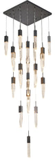 Black Multi-Tiered Linear Chandelier with Crystal Accents, Matte Black