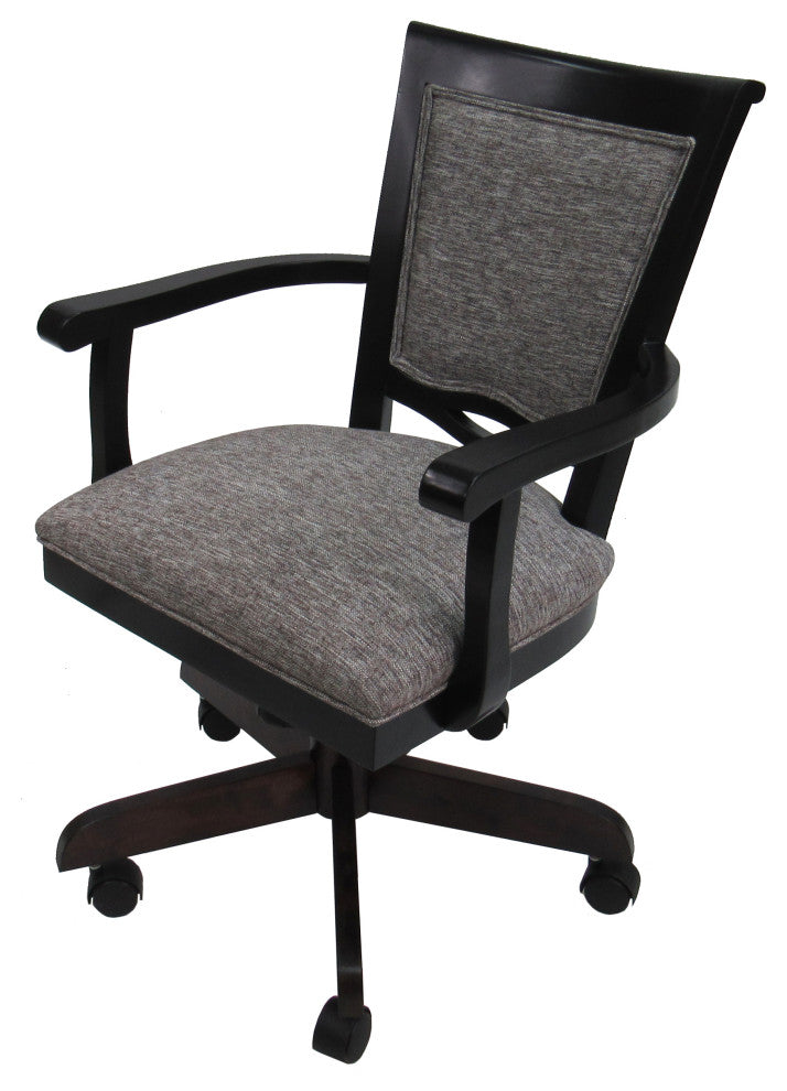 Swivel Wood Dining Caster Chair 400 on Wheels Custom, Mojave Grey Black