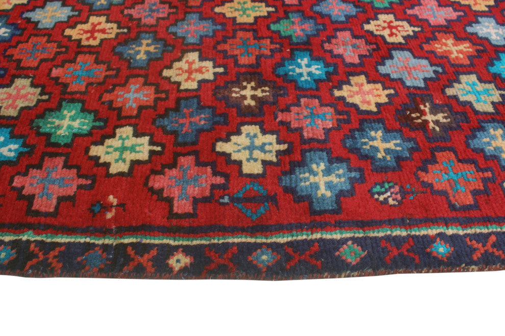 Vintage Distressed Paulette Red/Navy Runner, 2'7x8'10