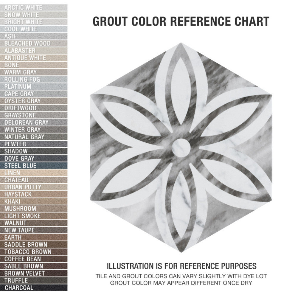 Classico Bardiglio Hexagon Lily Porcelain Floor and Wall Tile