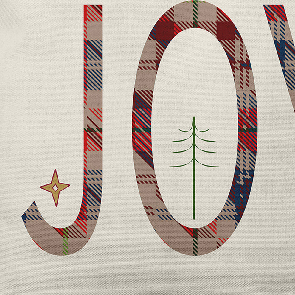 Doe Colored Joy Filled Season Christmas Polyester Throw Pillow, 18"x18"