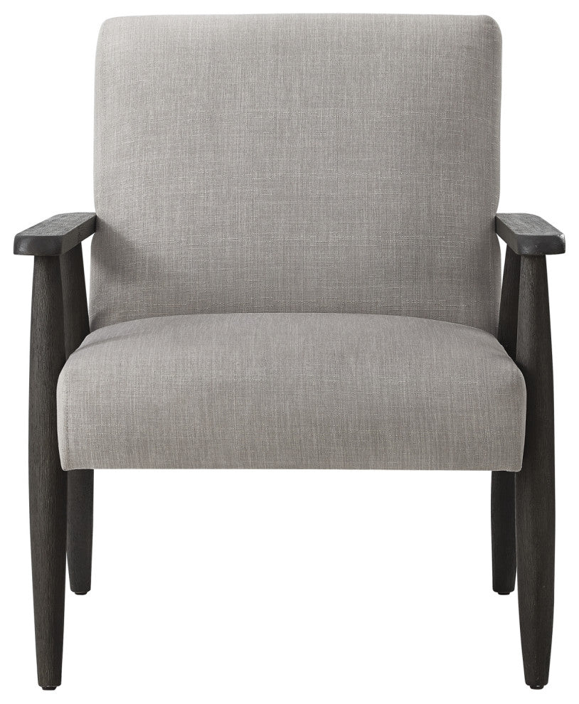 Rustic Manor Gian Armchair Upholstered, Gray and Black Linen