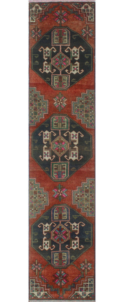 Fine Vintage Distressed Toney Rust Runner