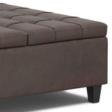 Harrison Large Square Coffee Table Storage Ottoman, Distressed Brown