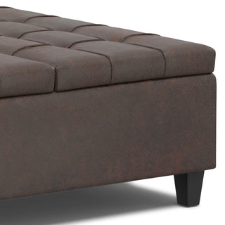 Harrison Large Square Coffee Table Storage Ottoman, Distressed Brown