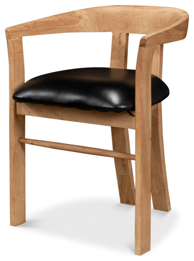 Rift Dining Chairs Set of 2 Black Leather Seat Curved Back