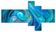 Dark Blue Fractal Abstract Texture, Abstract Canvas Wall Art, 60"x32", 5 panels