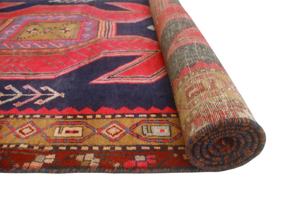 Fine Vintage Distressed Codie Navy/Rust Runner, 4'4x10'3