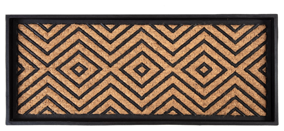 34.5"x14"x1.5" Rubber Boot Tray With Diamond Coir and Rubber Insert