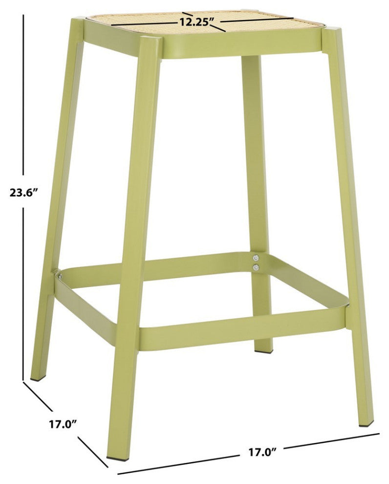 Safavieh Palmyra Cane Counter Stool, Green/Natural