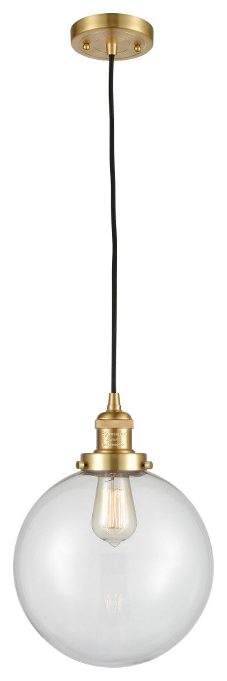 Beacon Mini Pendant, Satin Gold, Clear