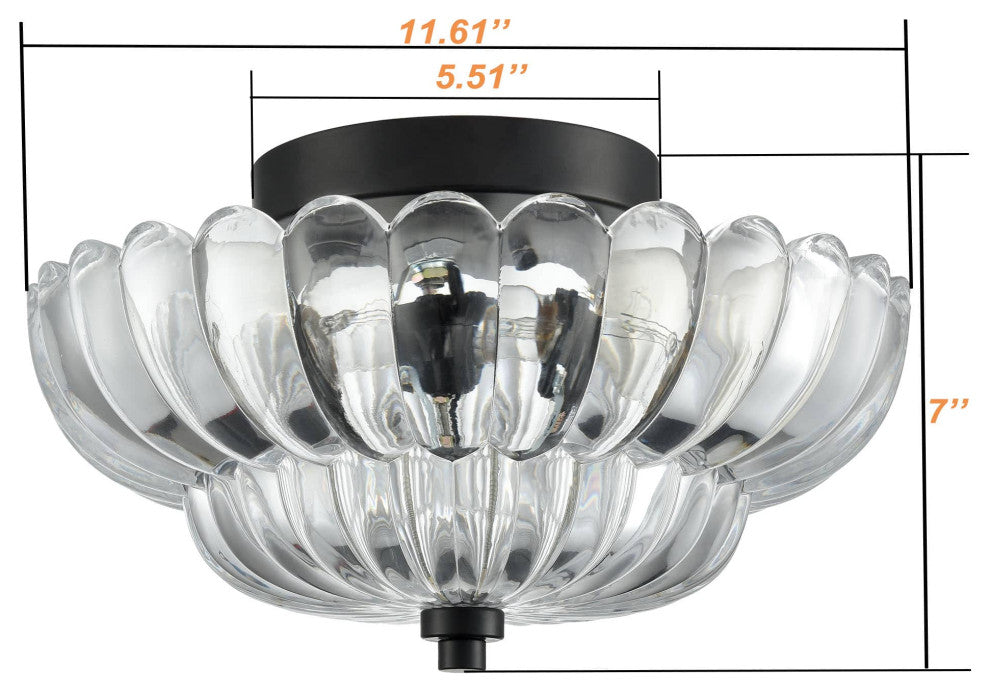 Modern Glass Semi Flush Mount Ceiling Light, Clear Glass