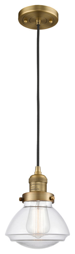 Olean 1-Light Mini Pendant, Brushed Brass, Clear