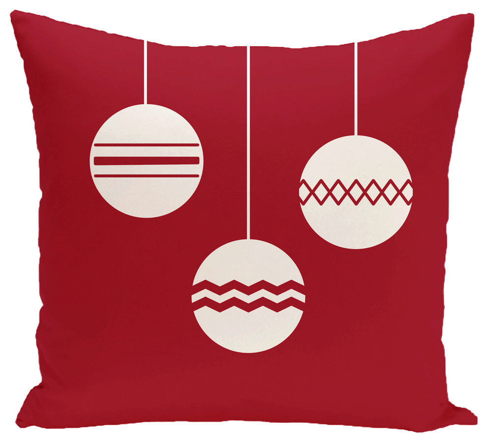 Geo-Bulbs, Decorative Holiday Print Pillow, Red, 20"x20"