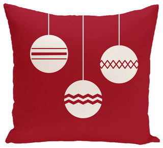 Geo-Bulbs, Decorative Holiday Print Pillow, Red, 20"x20"