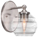 Capri 1-Light Wall Sconce, Brushed Nickel/Clear Ribbed