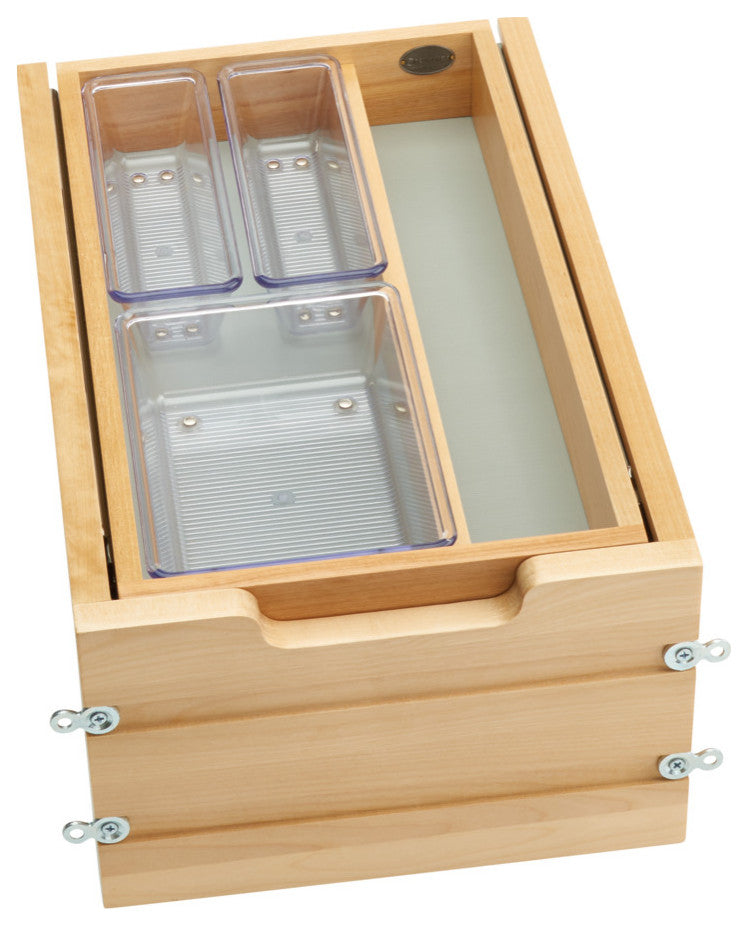 Wood Vanity Cabinet Replacement Two Tier Drawer System With Soft Close, 13.5"