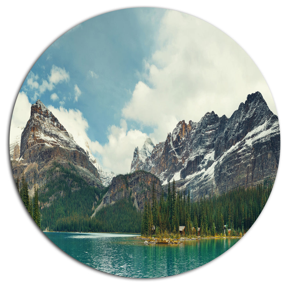 Yoho National Park Panorama, Landscape Round Metal Wall Art, 11"
