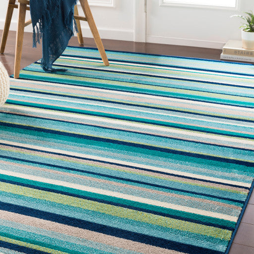 Surya Paramount PAR-1117 6'7"x9'6" Rug, Teal/Aqua/Lime/Dark Blue/Light Gray