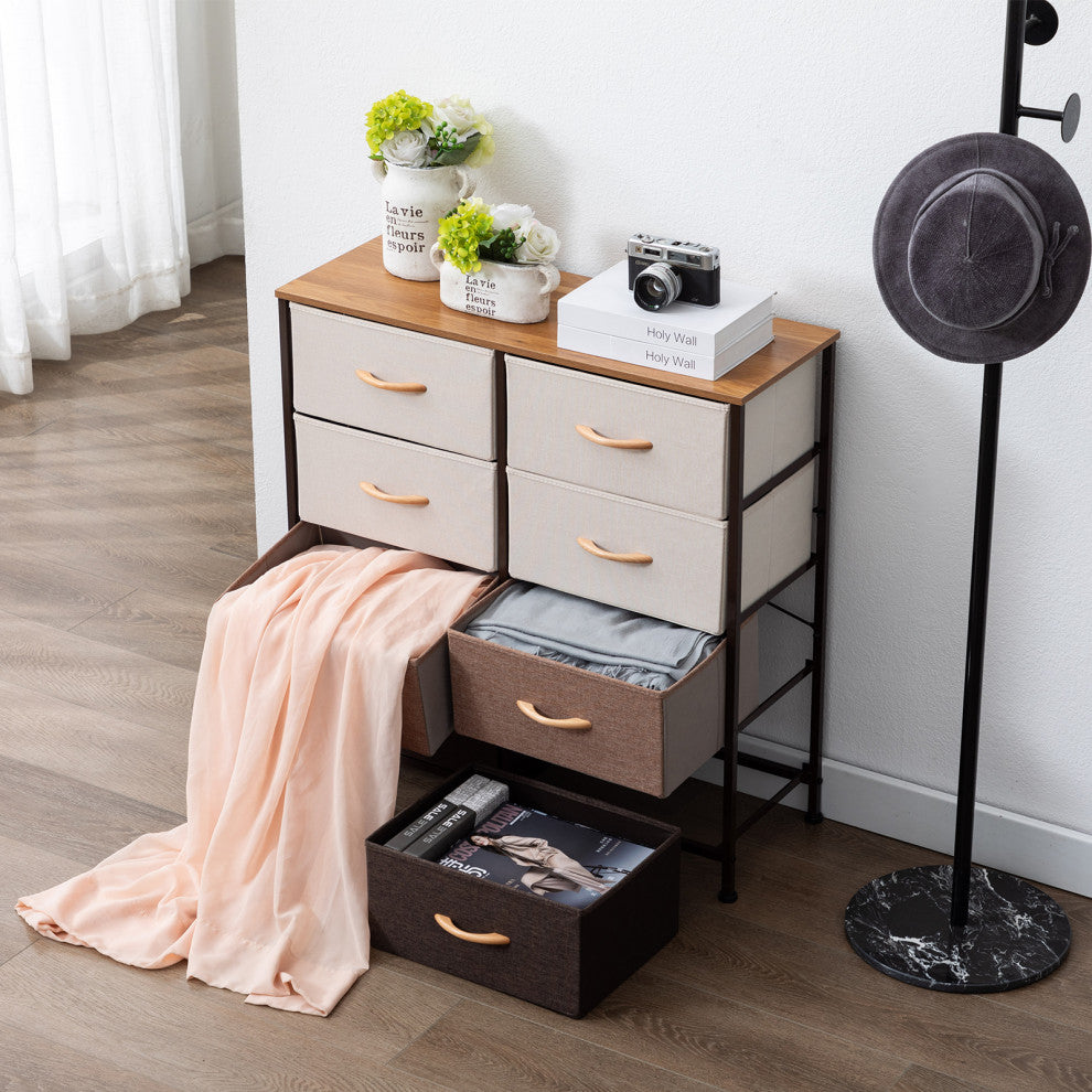 8 Fabric Drawers Steel Frame Double Dresser, Mixed Color