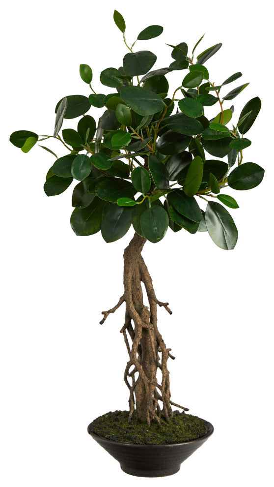 Nearly Natural T2793 2 Ficus Bonsai Artificial Tree in Decorative Planter