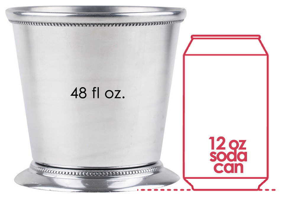 Kentucky Derby Mint Julep Cup Aluminum Silver Cup with Bead Details, H-5.75" Open-6", Pack of 6 Pcs