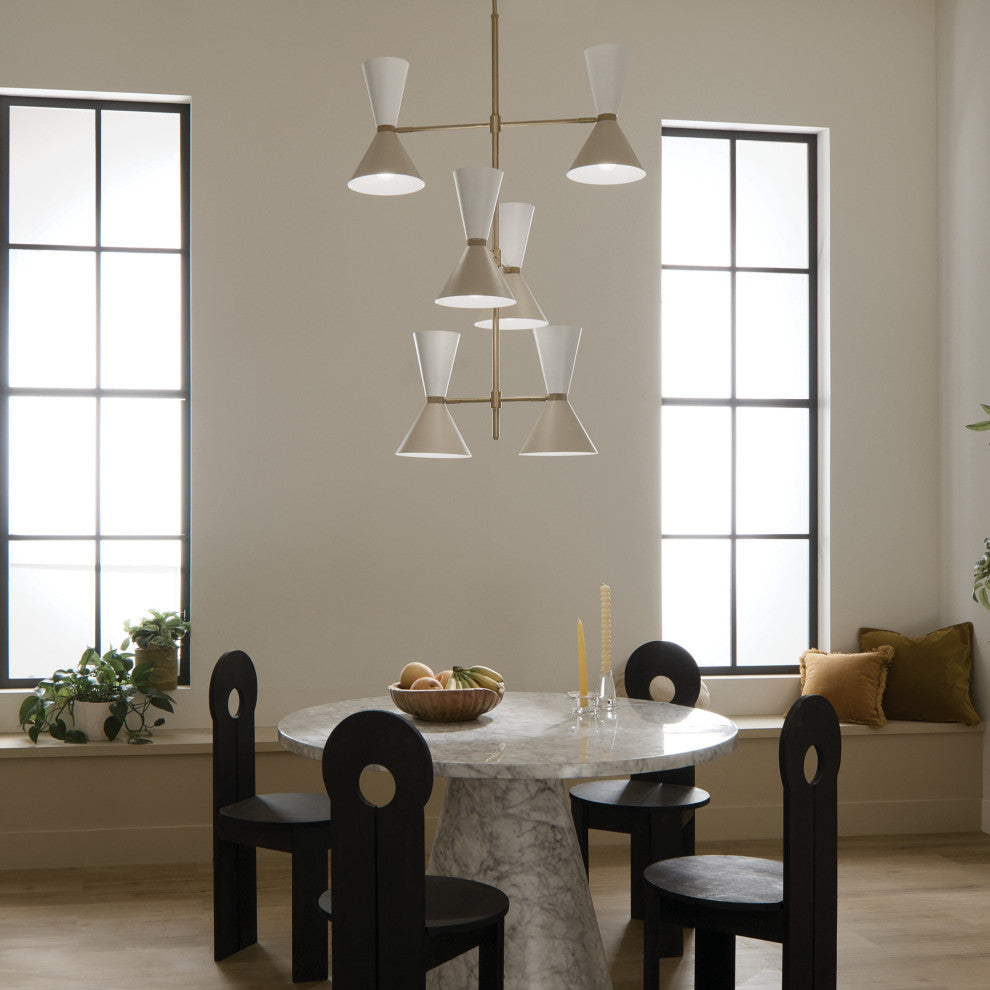 Phix 12 Light Chandelier Foyer, Champagne Bronze and Greige