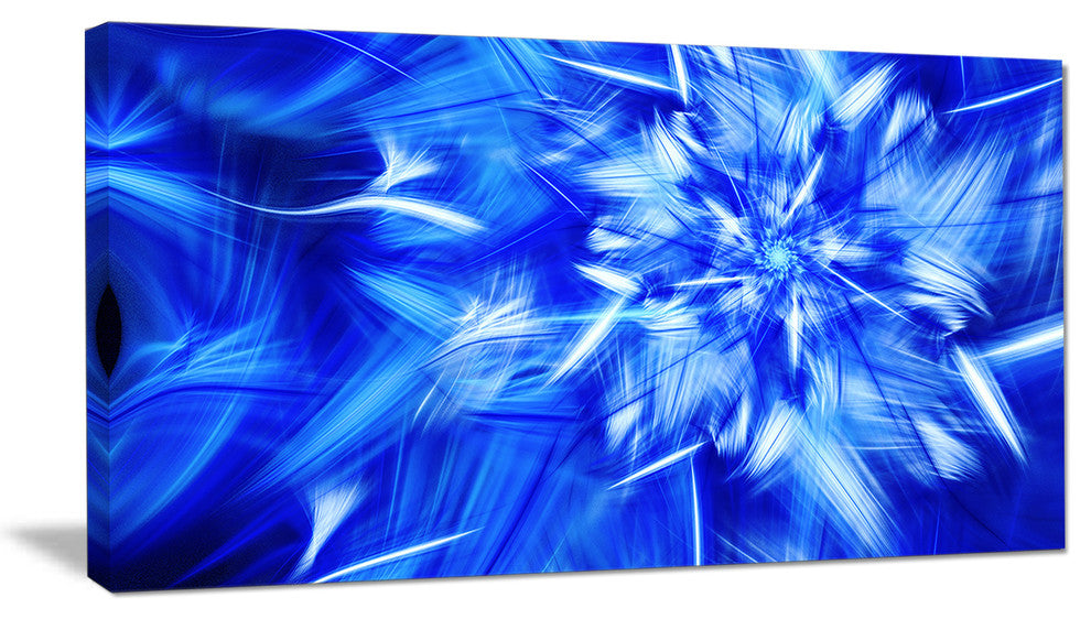Rotating Bright Blue Fireworks, Floral Canvas Art Print, 32"x16"
