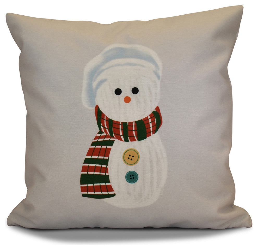 Sock Snowman Pillow, Gray, 16"x16"
