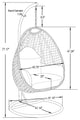 LeisureMod Beige Wicker Hanging Egg Swing Chair With Stand and Cushion, Orange