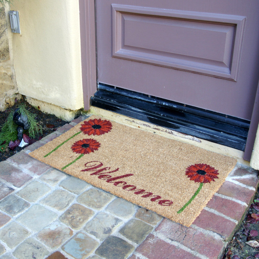 Rubber-Cal "Field of Red Daisies" A Welcome Flower Mat 15mm X 18" X 30"