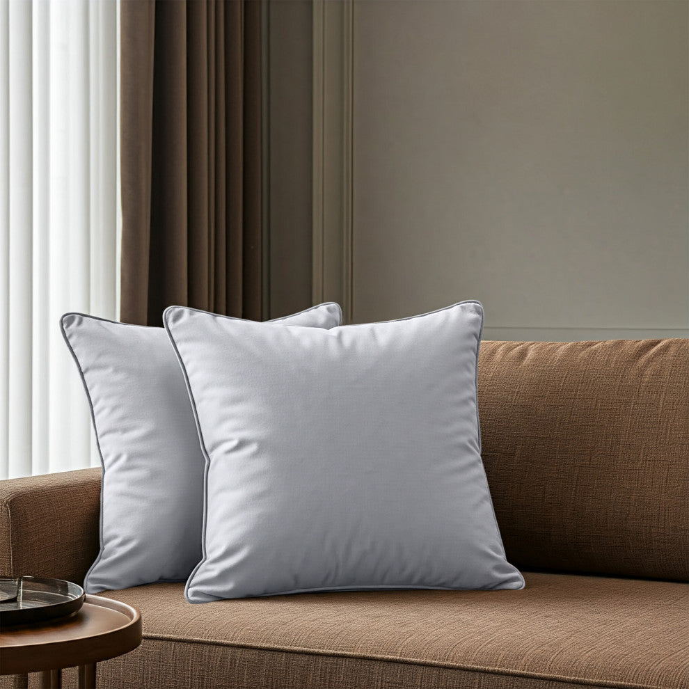 A1HC Soft Velvet Throw Pillow Covers Only, Set of 2, Light Grey, 20"x20"