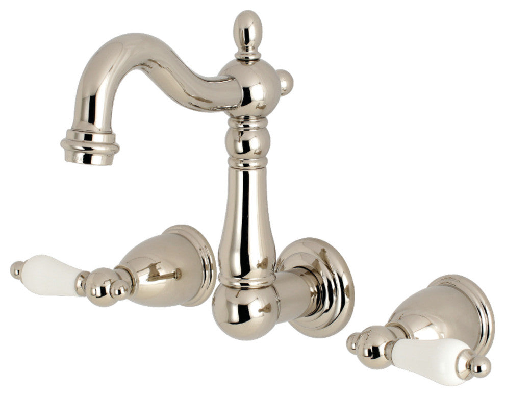 Kingston Brass 8" Center Wall Mount Bathroom Faucet, Polished Nickel