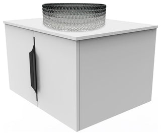 Wildsee Floating Vanity, Tempered Clear Glass Sink, Black Gradient, 24", White