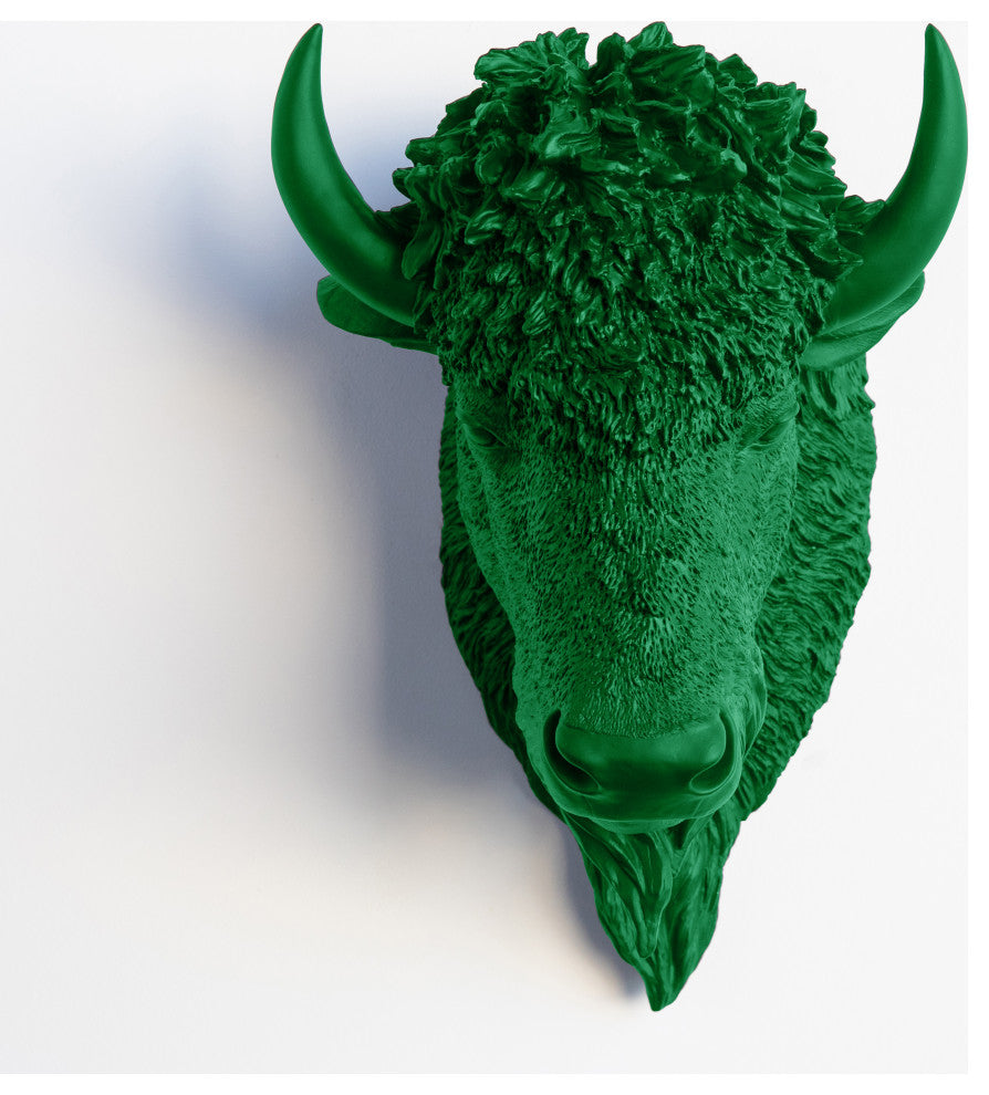 Faux Taxidermy Bison Head Wall Mount, Green