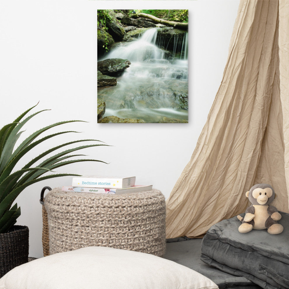 Pixley Falls 2 Rural Waterfall, Landscape Photo Canvas Wall Art Print, 16" X 20"