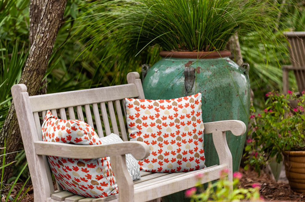 Lots of Leaves Indoor/Outdoor Throw Pillow, Harvest Orange, 20"x20"