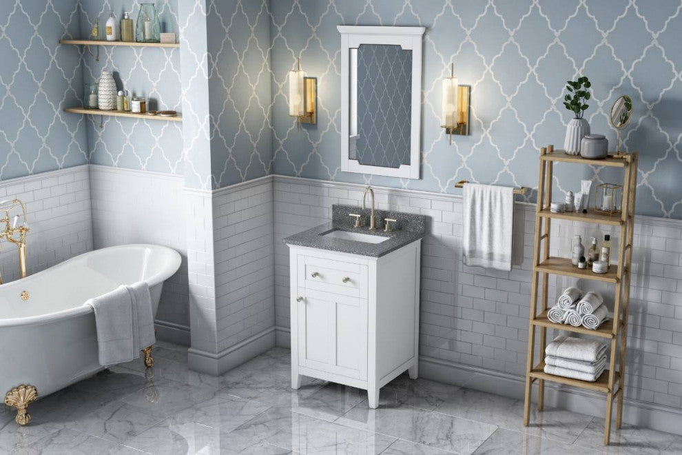 Chatham Traditional 24" White Single Sink Vanity, Boulder Cultured Marble Vanity