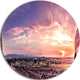 Evening Red Sky Over Phoenix Arizona, Landscape Disc Metal Artwork, 23"