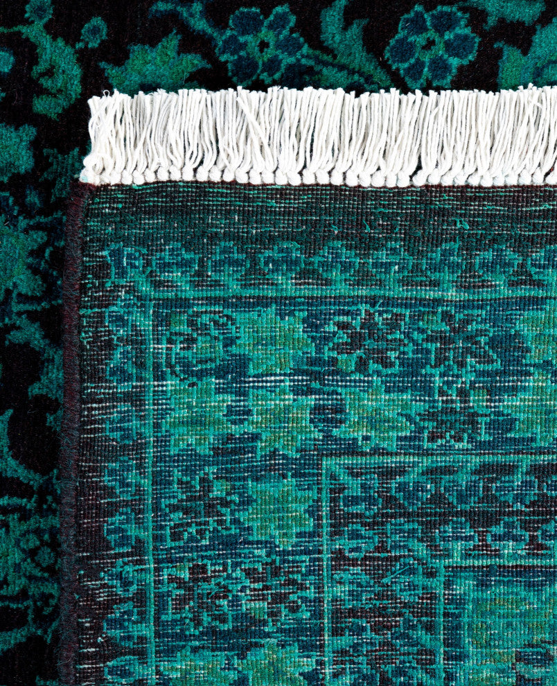 Overdyed One-of-a-Kind Hand-Knotted Area Rug Green, 3' 1" x 5' 2"