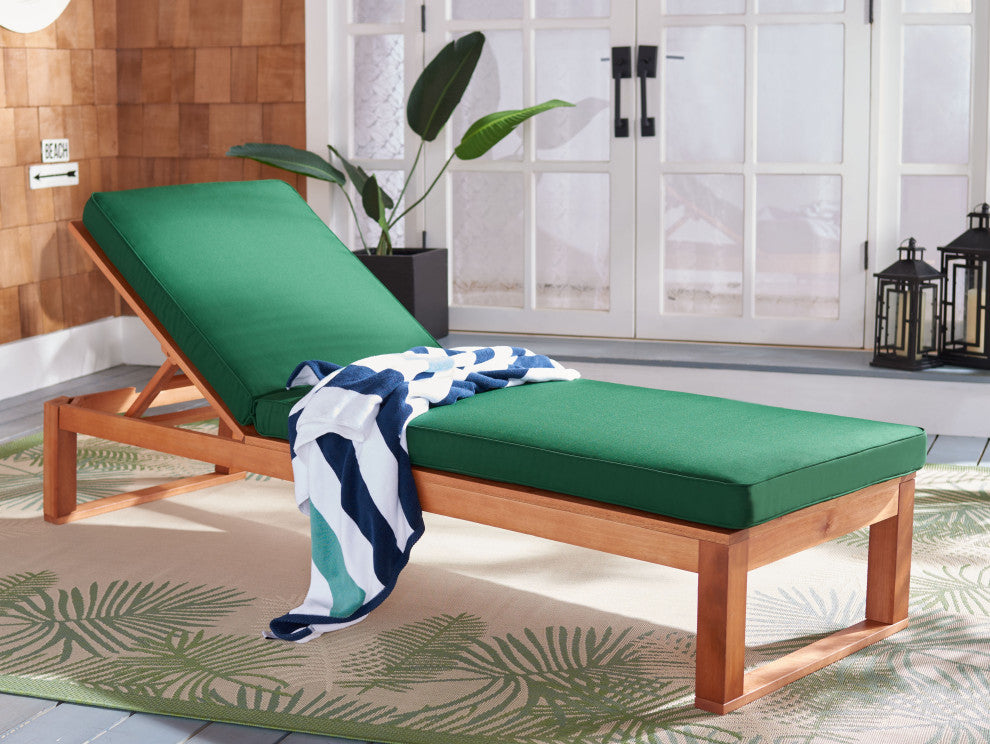 Safavieh Solano Sunlounger, Natural Wood/Green