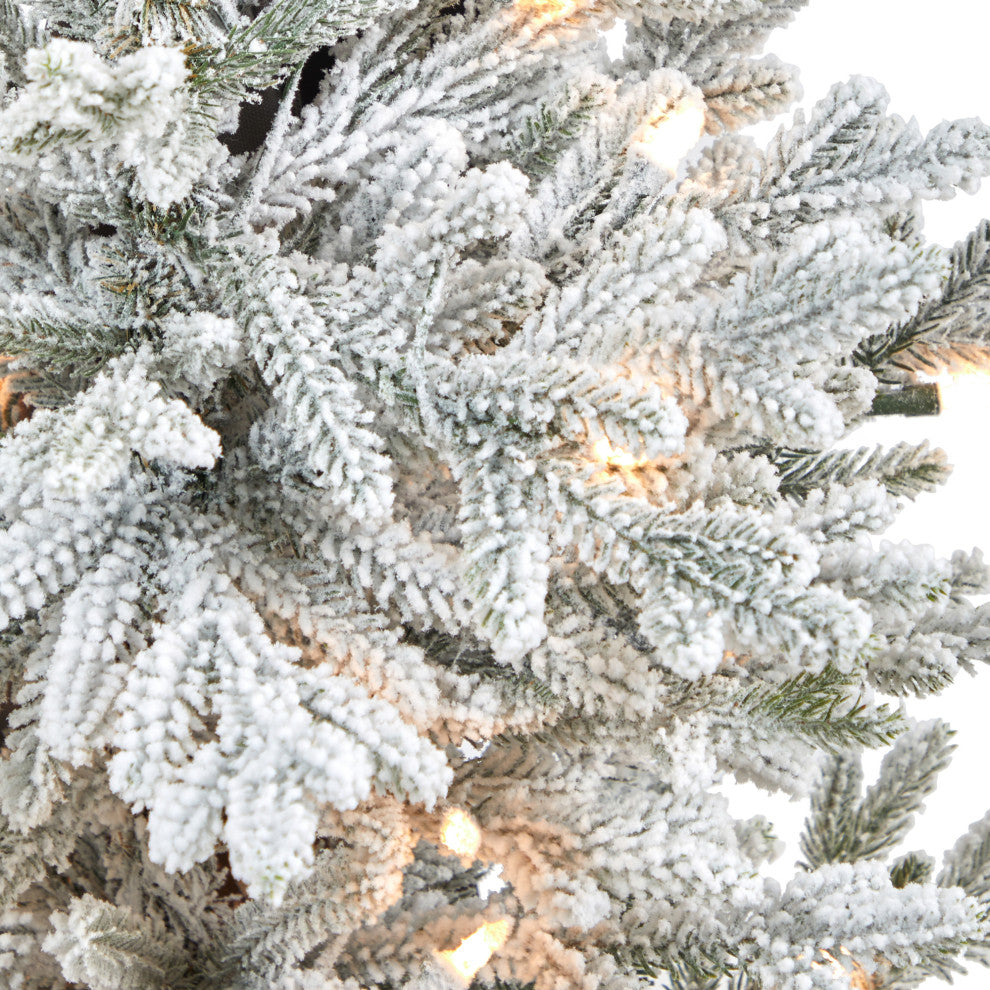 45" Flocked Fraser Fir Faux Xmas Tree W/200 Lights & 481 Bendable Branches