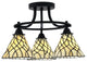 Paramount 3-Light Semi-Flush Light, Matte Black, 7" Sandhill Art Glass