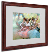 'Four Ballerinas on the Stage' Matted Framed Canvas Art by Edgar Degas